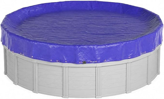 28 FT Round Winter Pool Cover, Steel Cable and Pulley, Above Ground Pools