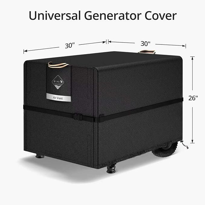 QH.HOME Waterproof Generator Cover 30x30x26 inch ,900D Heavy Duty Oxford with Secure Windproof Buckle- for Most Generators 5500-15000 Watt, Black