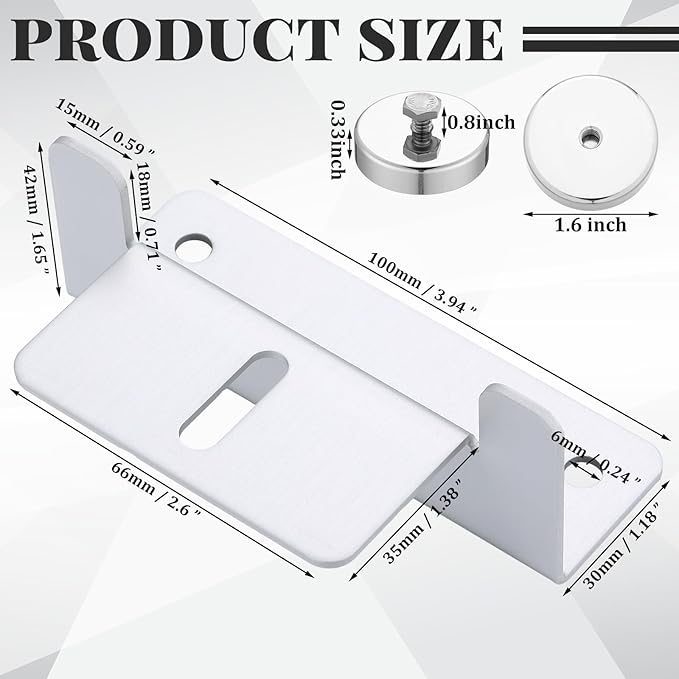 1200 Lbs No Drill Magnetic Solar Panel Mount Bracket Solar Panel Mounting Z Brackets for Sheds, Roofs, Walls, Boats, Trucks, Trailers Lightweight Aluminum Corrosion-Free(Silver, 4 Pack)