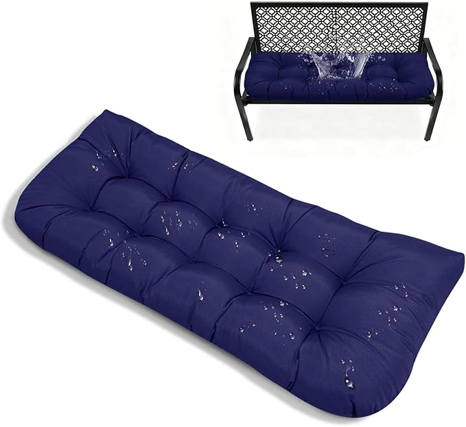 Indoor/Outdoor Bench Cushions Navy Blue Wateproof Thicken Patio Chair Pad for Wicker Loveseat Settee 51x 20 Outdoor Bench Cushions for Patio Bench Swing