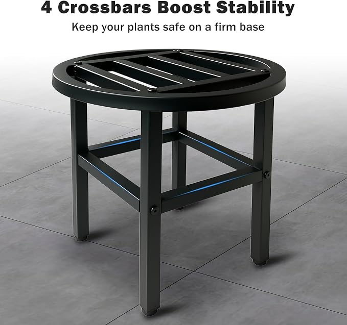 Plant Stand Indoor Outdoor,13" Round Metal Plant Stands Riser,Heavy Duty Wrought Iron Pedestal Holders for Large Flower Pot,Outside Rust-Proof Black Flower Display Shelf for Patio,2-Pack
