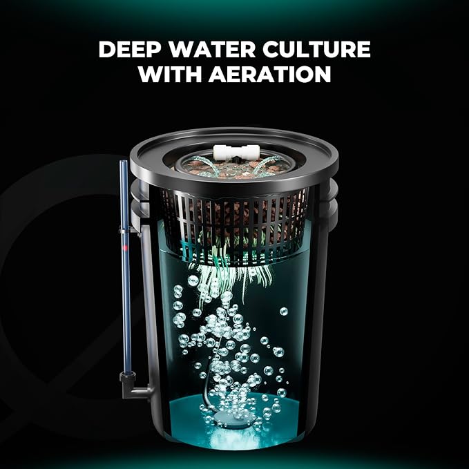MARS HYDRO DWC Hydroponics Grow System Kit with Recirculating Top Drip, 11W Air Pump, Air Stone, Hose & 4 Buckets, 5 Gallon Deep Water Culture Indoor Hydroponic System