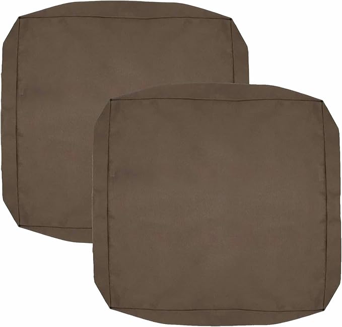 FLYMEI Patio Cushion Covers 24x24x4 Waterproof Outdoor Cushion Cover Replacement 2Packs Outdoor Seat Cushion Slipcover for Rattan Chair Sofa, Dark Taupe
