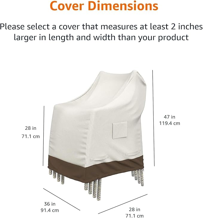 Amazon Basics Outdoor Stackable Chairs Cover, Waterproof, Anti-UV, Weather Resistant, Durable, Beige/Tan