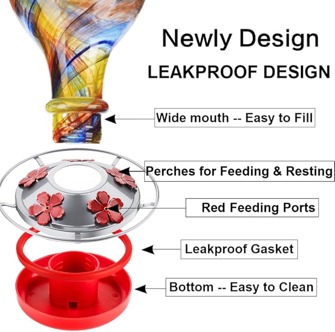 2 Pack Hummingbird Feeder Base Replacement Part Accessories Set - Includes 2 Pcs Bottom Base, Moat Hooks, Seal Rings, Brushes and Hanging Ropes (2, Silver)