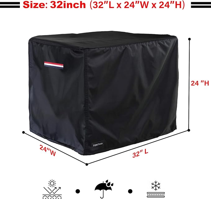 Waterproof Generator Cover,600D Heavy-Duty Oxford Fabric, Dustproof and Waterproof Protection for Generators (Red White Blue, 32''(L) x 24''(W) x 24''(H))