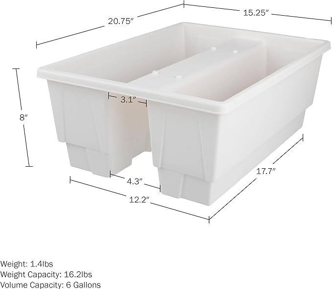 Railing Planter Box 2-Pack - 20.75-Inch Flower Boxes with Removable Drainage Inserts - 6-Gallon Outdoor Planters for Porch, Deck, or Balcony Decor, Fits Rail 3” - 4” by Pure Garden (White)