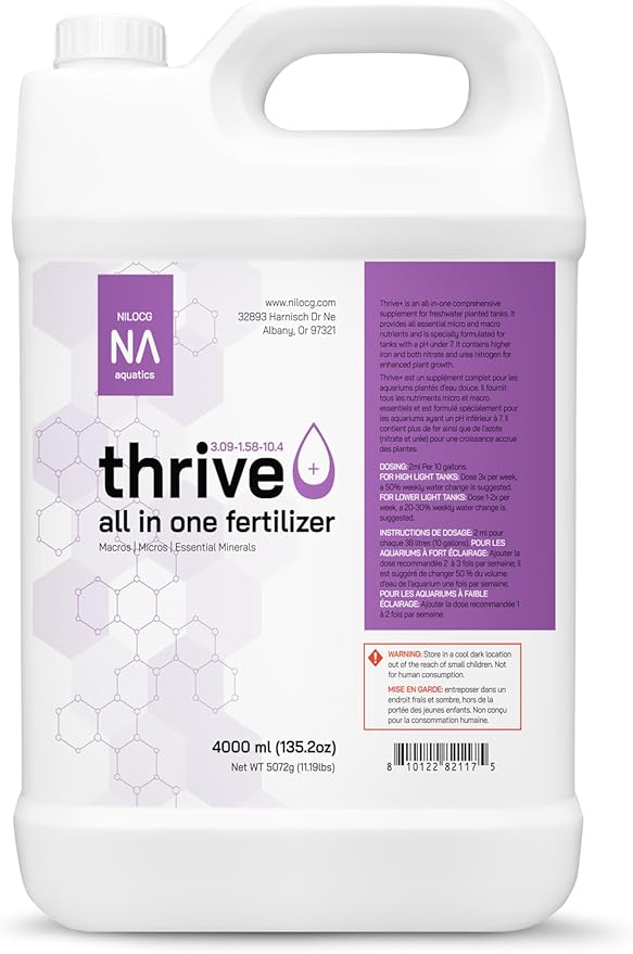 Thrive+ All in One Liquid Aquarium Plant Fertilizer – Highly Concentrated Aquatic Plant Fertilizer Solution – Nutrient-Rich Aquarium Plant Food – Convenient Usage – Effective Results (4000ml)