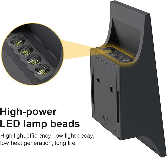 SOTTLOT Solar Outdoor Lights, 3000K 700LM Solar Wall Lights Outdoor Up and Down, Dimmable Solar Sconce Lights, IP65 Waterproof Outdoor Solar Lights for Yard Patio Garage Porch, 1pcs
