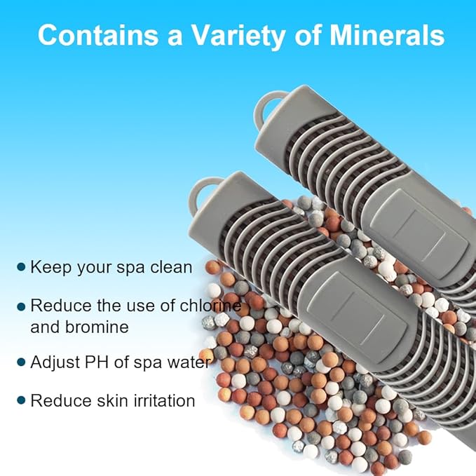 Hot Tub Silver Ion Cartridge for Hot Springs Spa- Hot Tub Silver Ion Cartridge Keeps Spa Water Crystal Clear, Spa Mineral Sticks for Hot Tub, Each Filter Last 4 Months (4-Pack, Grey)
