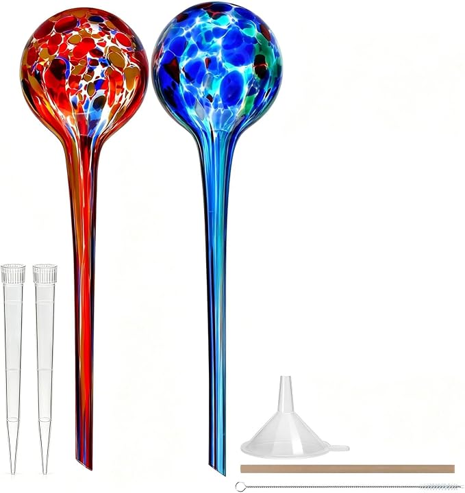 Plant Watering Globes Automatic Glass Watering Bulbs, Glass Ball Planter, Decorative Garden Watering Plant Watering Bulbs with 2-Pack, 3.35 inch Diameter