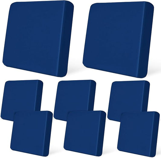 pickyNproud 8Pcs Patio Cushion Covers Stretch Outdoor Couch Cushions Slipcovers Replacement Washable Furniture Protector with Elastic Bottom Sofa Chair Seat Cover, Blue