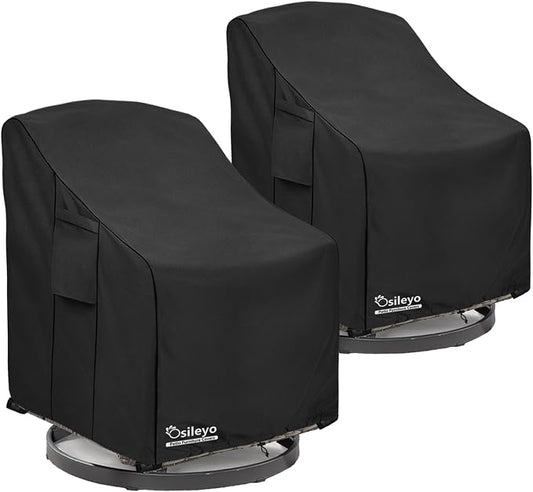 Patio Chair Covers 2 Pack,Swivel Lounge Chair Cover,Waterproof Heavy Duty Patio Furniture Covers for Outdoor Swivel Lounge Chair(35 W x 37 D x 38.5 H inches) Black