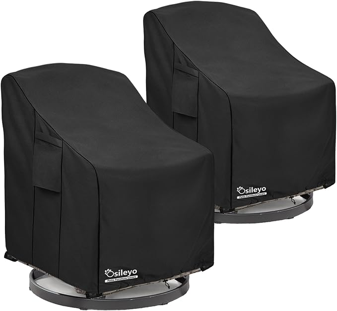Patio Chair Covers 2 Pack,Swivel Lounge Chair Cover,Waterproof Heavy Duty Patio Furniture Covers for Outdoor Swivel Lounge Chair(33 W x 35 D x 38.5 H inches) Black