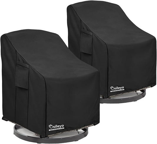 Patio Chair Covers 2 Pack,Swivel Lounge Chair Cover,Waterproof Heavy Duty Patio Furniture Covers for Outdoor Swivel Lounge Chair(33 W x 35 D x 38.5 H inches) Black