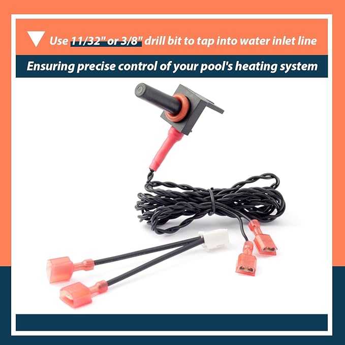 ECS0275 Water Temperature Sensor Compatible with AquaCal Pool Heater Heat Pump, 10K RT Angle Water Temperature Sensor Rreplace STK0127