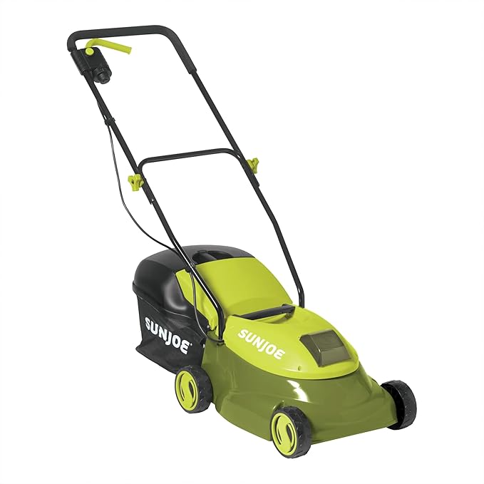 Sun Joe Cordless Electric Push Lawn Mower with 10.6-Gal Bag and Safety Key, 14-Inch Cutting Width - Heavy-Duty Yard Trimmer for Gardening Care and Maintenance, MJ401C-XR