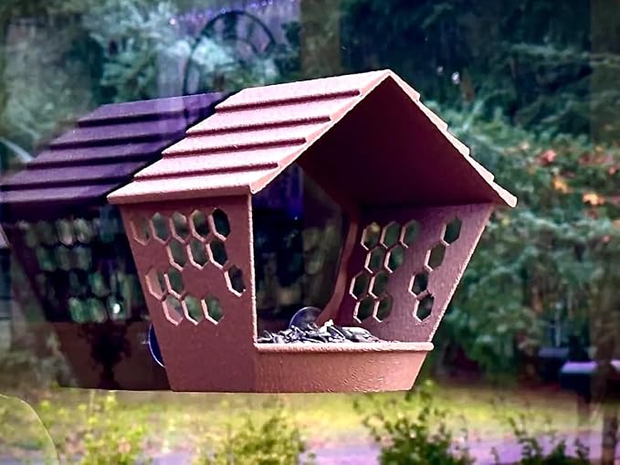 Window Bird Feeder for Outdoors Weatherproof Bird Feeder with Strong Suction Cups, Bird Watching for Cats, Easy to Clean Outdoor Birdhouse Feeder, Original Design Made in USA (Dark Chocolate)