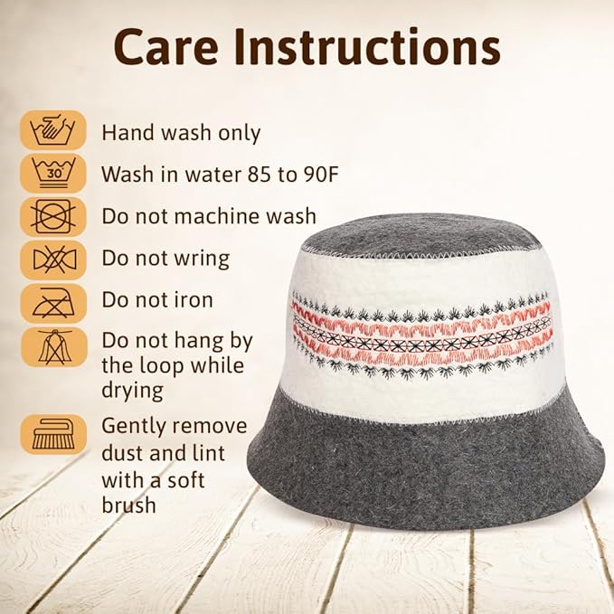 SHSH trade group Ukrainian Wool Sauna Hat Embroidered Ornament Vyshyvanka Ukraine Banya Bucket Sauna Hat for Women and Men Finnish Banya Cap