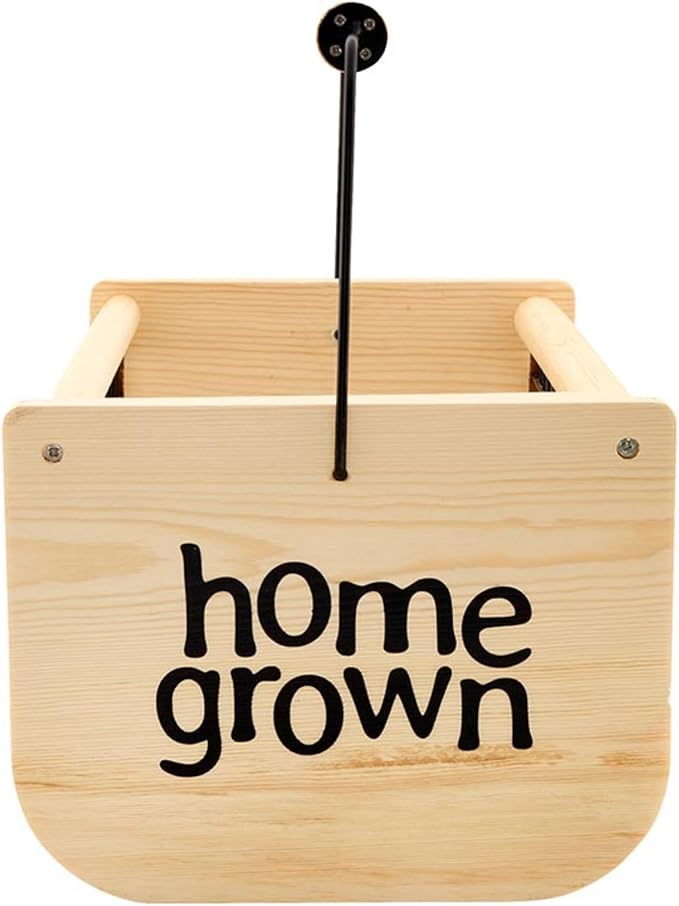 Santa Barbara Design Studio Wood and Metal Mesh Vegetable Flower Garden Harvest Basket, 16" L x 9" W x 7" H, Home Grown