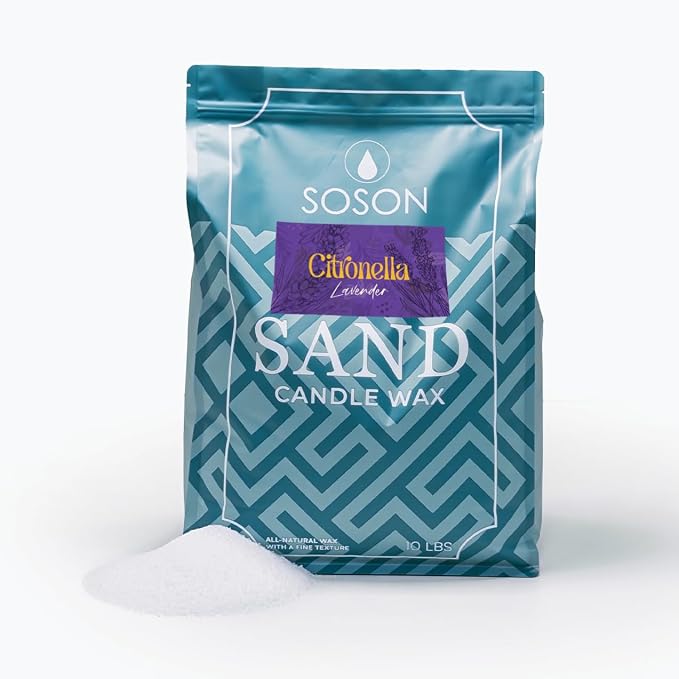 Simply Soson 10 lb White Citronella Lavender Scented Pearled Sand Candle, Long Lasting Powder Candle, Refillable Pearl Sand with 50 Wicks
