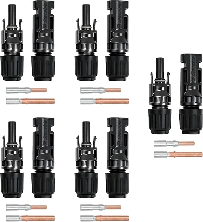 8AWG Solar Copper Aluminum Transition Connectors, IP67 Waterproof 1500V 40A, Male and Female Plug for Solar Cable (CU-AL, 5pairs)