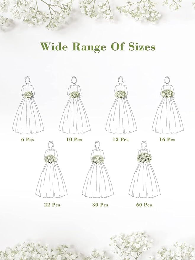 Yastouay Babys Breath Artificial Flowers, 6Pcs Fake Babys Breath Flowers Artificial Bulk, Real Touch Faux Babies Breath Gypsophila Bouquet for Wedding Centerpiece Floral Arrangement Party Decor