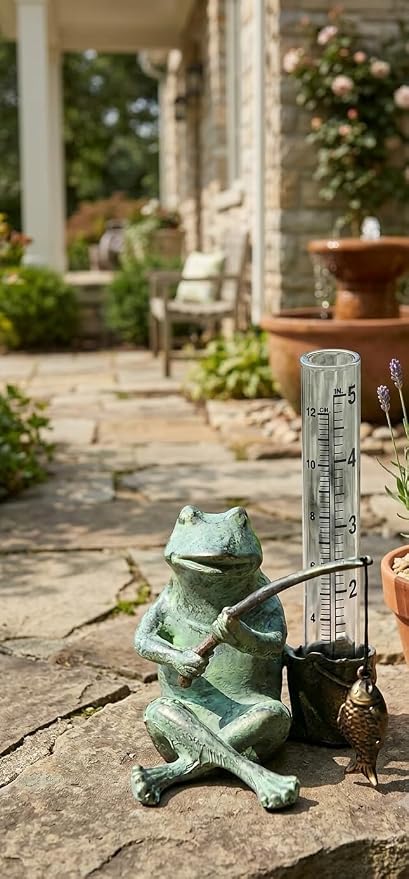 SPI Home 33456 Frog Fisherman Rain Gauge