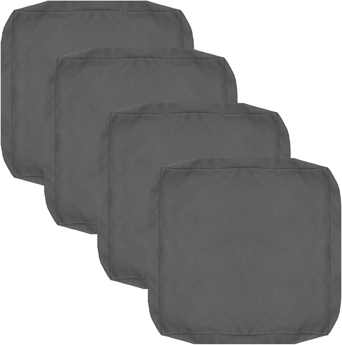 FLYMEI Patio Cushion Covers 24x24x4 Waterproof Outdoor Cushion Cover Replacement 4Packs Outdoor Seat Cushion Slipcover for Rattan Chair Sofa, Dark Grey