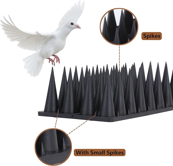 Bird Spikes, 40 Pack Bird Deterrent for Outside, Pigeon Spikes to Keep Raccoon Squirrel Cats Woodpeckers Away, for Fence Garden Roof Yard(37.3Feet)