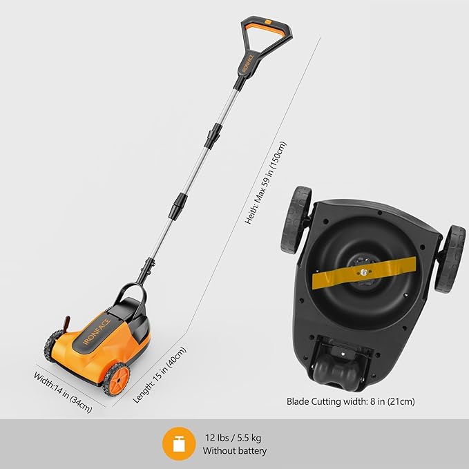 IRONFACE Cordless Walk-Behind Lawn Mower Compatible with Dewalt 20v Battery Platform(DCB205 DCB206 DCB204 DCB207...) 20V Electric Lawn Mowers for Garden, Yard and Farm, (Tool Only, No Battery)
