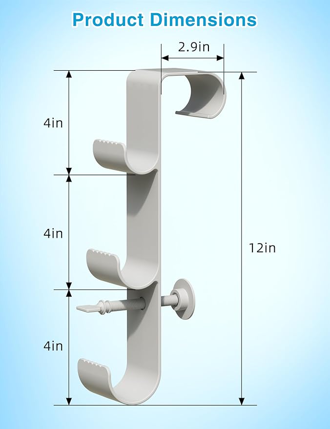 POOLHOUR Pool Hooks for Poles - Adjustable 3-Hook Pool Pole Hanger for Above Ground Pool Accessories,Skimmer & Cleaning Tool Bracket for Above Ground Pool Maintenance[Patented]