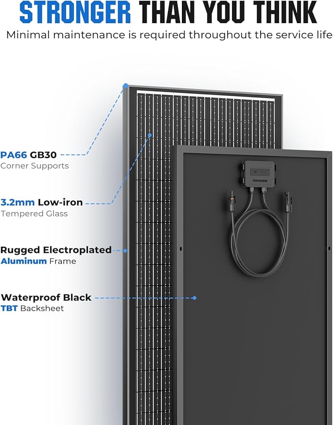 18BB N-Type 600 Watt Solar Panel, 12V 6PCS 100W Solar Panels, 25% High-Efficiency, Monocrystalline PV Modules, for RV, Marine, Boat, Shed Farm, Rooftop, Farm and Off-Grid System