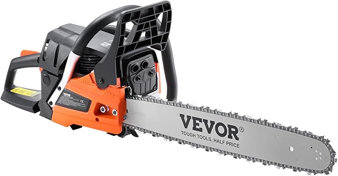 VEVOR Gas Chainsaw 58CC 2-Cycle Gasoline Powered Chainsaw 20 Inch Handheld Cordless Petrol Chain Saws For Forest, Wood, Garden and Farm Cutting Use