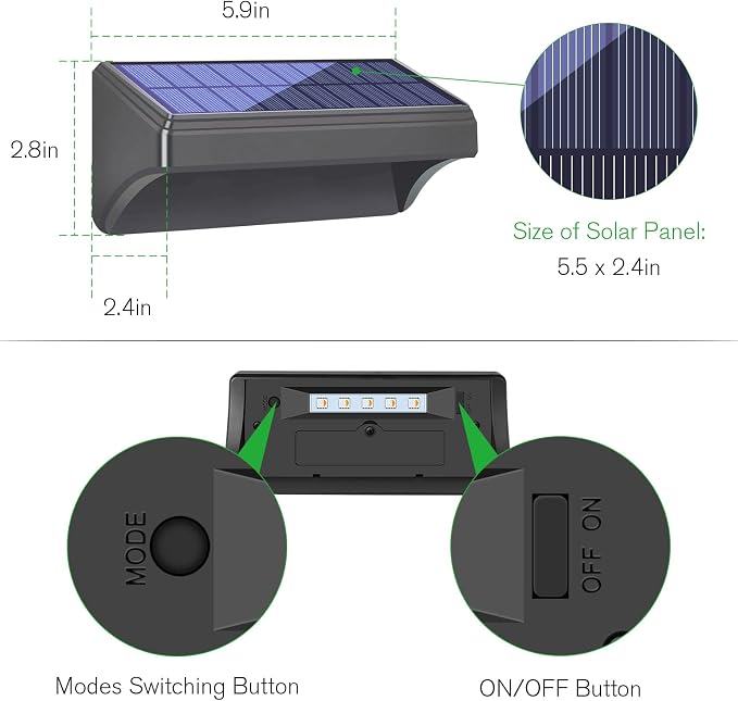 Bridika Solar Fence Lights, 8 Pack Plus Size, Warm & RGB Color Changing, Outdoor Waterproof, 100 Lumen, 8 Specific Colors & 4 Switchable Modes, Ideal for Backyard, Patio, Deck, Fence