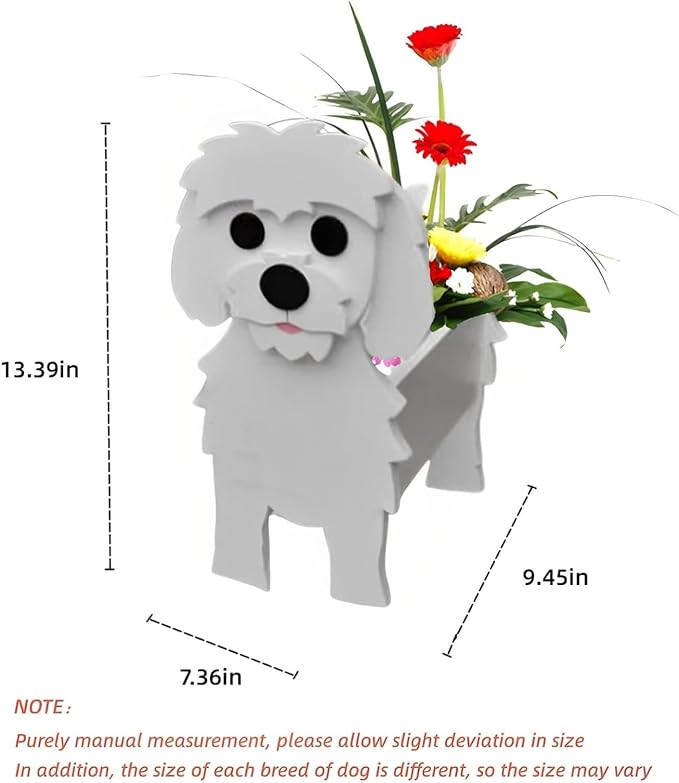 Maltese Dog Planter Plant Pots,Cute Dog Flower Planter,Gifts for Pet Lovers,Unique Animal Plant Pots,Office,Indoor Outdoor Garden Decor（9.45 * 7.36 * 13.39in）