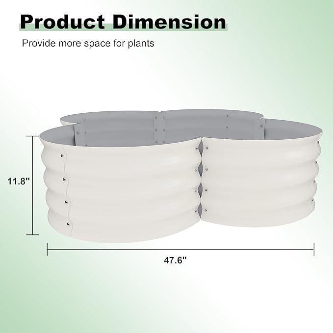 2 Pack Galvanized Raised Garden Bed – 4x4x1 ft Raised Beds-Coated Metal Planter Box with Floral Edge, Easy Assembly Rust-Resistant Outdoor/Indoor Garden Box for Vegetables, Flowers, Herbs, White