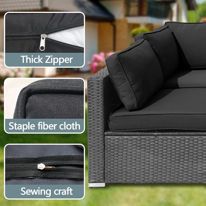 14Pcs Outdoor Cushion Covers Replacement Washable w/Zipper for 6-Seaters Sofa Patio Slipcovers Set Seat and Back Covers Only-23.6x23.6x4inch