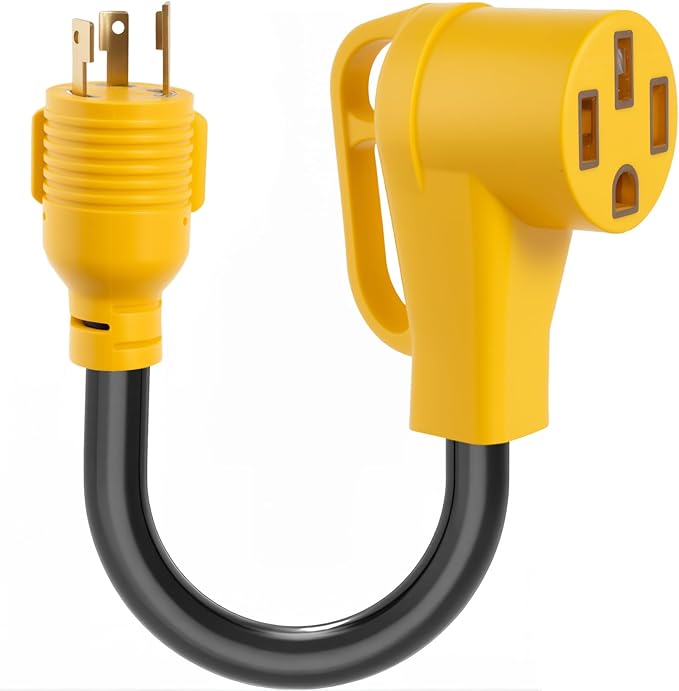 30 Amp to 50 Amp RV Generator Adapter Cord 1FT, NEMA L5-30P Adapter Twist Lock Male Plug to NEMA 14-50R Adapter Female, Heavy Duty STW 10 AWG RV Plug Adapter for Camper, ETL Listed