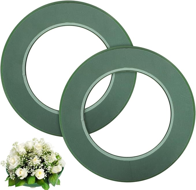 POPETPOP Floral Foam Ring with Suction Cup Wet Green Foam Block for Artificial Flower Arrangements Wedding Car Decoration Supplies DIY Florist Mud for Car Hood and Event Decor 11.8 Inch