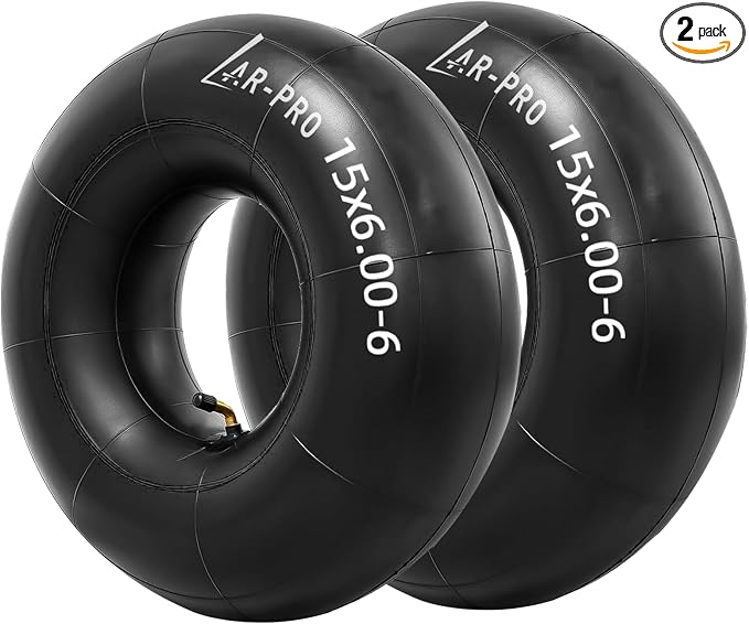 AR-PRO (2-Pack) 15x6.00-6" Inner Tubes with TR87 Bent Valve Stem – Replacement Heavy-Duty Tire Tubes for Lawn Mowers, Tractors, Wheelbarrows, Go-Karts, ATVs, Garden Utility Equipment