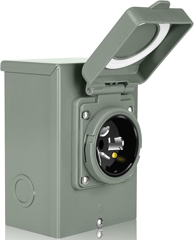 WELLUCK 50 Amp Generator Inlet Box - NEMA SS2-50P Power Inlet Box for 3R 3-Prong Generator Cord, 125/250V, 12500W Weatherproof Outdoor 50a Power Inlet Box - ETL Listed, Best Partner in Emergencies