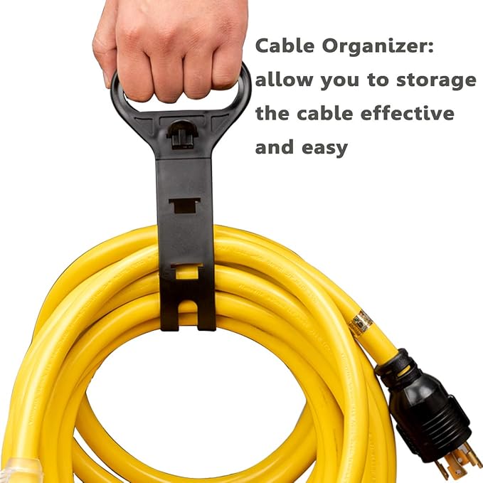 15FT Heavy Duty 3 Prong Generator Locking Power Cord NEMA L5-30P/L5-30R,10 Gauge SJTW Cable, 125V 30Amp Yellow Generator Lock Extension Cord with UL Listed…