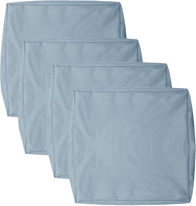 Patio Seat Cushion Covers,Washable Slip Covers Replacement,Waterproof Outdoor Furniture Chair Cushion Pillow Seat Cover for Couch,Garden,Sofa,Blue Fog,24"×22"×4"(4 Covers Only)