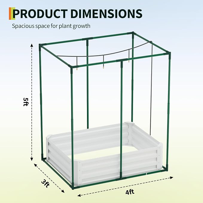 Garvee 48"x36"x12" Raised Garden Bed Kit with Shade Cloth & Irrigation, 3-in-1 Metal Planter Box with Insect Mesh & Drip System, Self-Watering Outdoor Galvanized Raised Bed for Vegetables Flowers