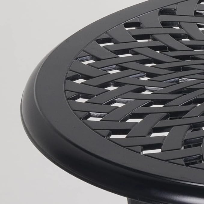 Mandolin Outdoor Patio,Rust -Resistant Cast Aluminum Side Table,Weather Resistant End Table，Coffee Table， Perfect for Patio, Backyard Or Garden.W 20.8" X H18.5(Aluminum Round, Black)