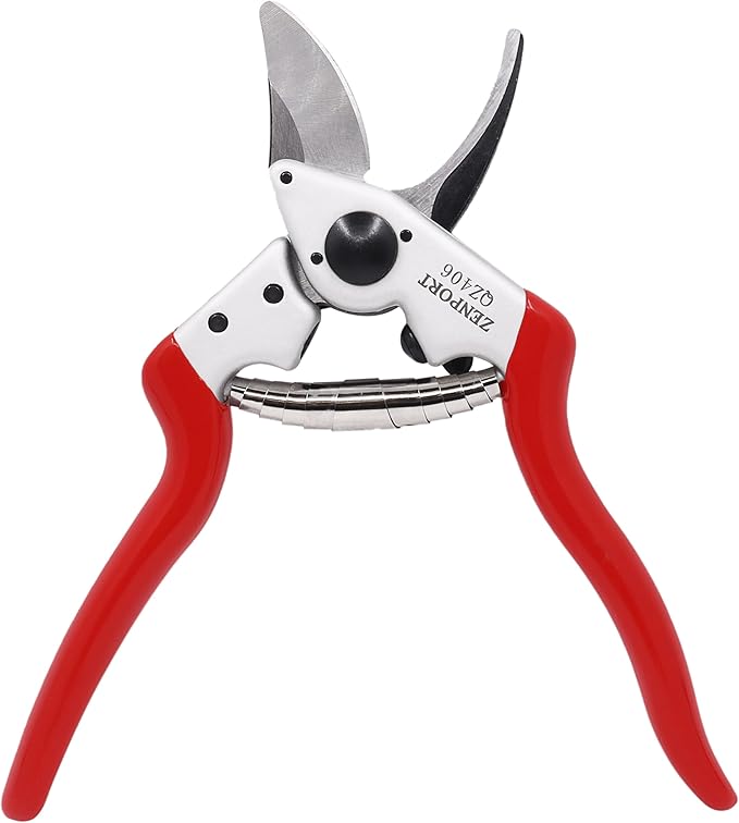 Zenport QZ406 Small Professional Pruner, 7.25 Inch Garden Pruning Shears, 0.8 Inch Cut Capacity, Forged Carbon Steel Blade, Ergonomic Handle