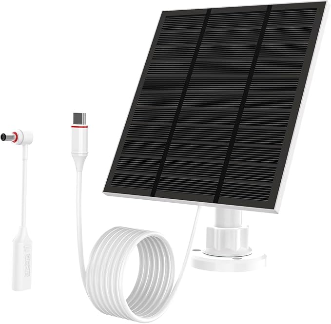 Solar Panels for Ring Camera Outdoor (New Generation) 5W 5V Solar Panel Charger with USB-C&Plug for Spotlight Cam Plus&Stick Up Cam Pro.Waterproof IP65 360°Adjustable 2M Cable (White, 1)