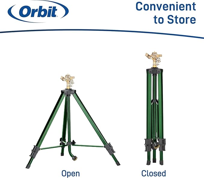 2-Pack Orbit 1/2 -inch Heavy-Duty Brass Impact Sprinkler on Adjustable 22-48-inch Metal Tripod Base