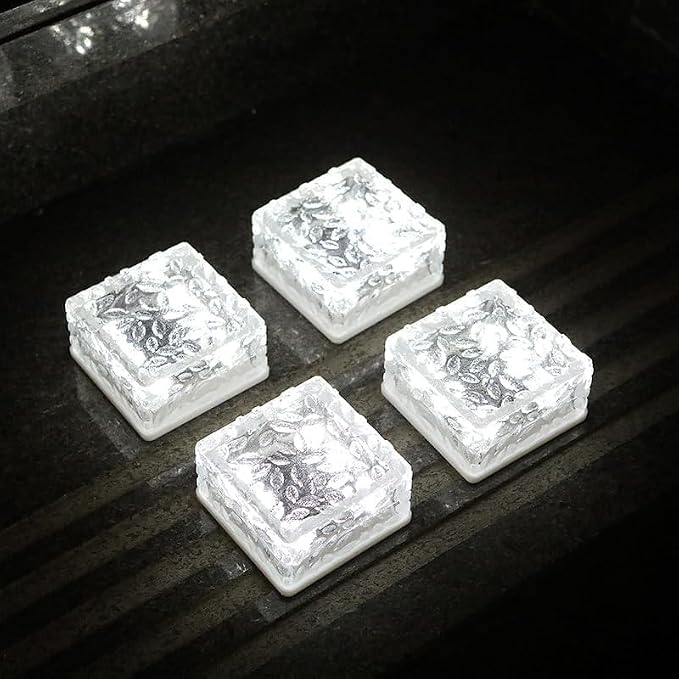 Wokyo 4 Packs Solar Brick Lights Outdoor Waterproof Landscape Path Light LED Rock Lights for Patio, Yard, Walkway, Pathway Decor 2.8x2.8 inch (Small - Warm White)